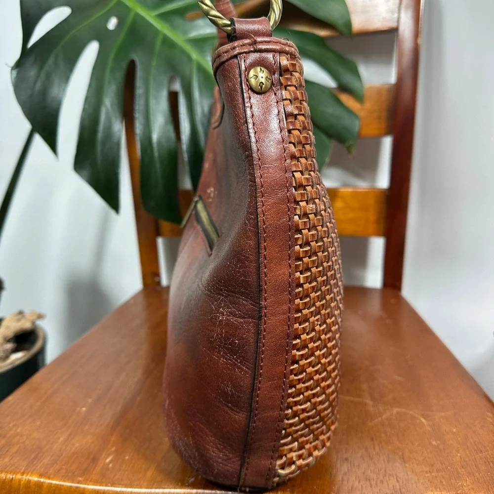 Patricia Nash Brown Woven Leather Shoulder Bag Braided Strap Boho